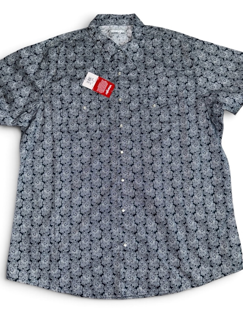 NWTs Wrangler Pearl Snap Wrancher Short Sleeve Shirt Paisley Men’s 2XT Tall